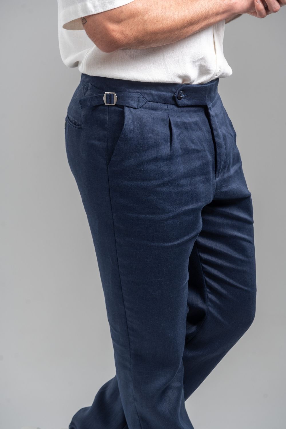 Calça Alfaiataria Noble Linho Azul Marinho - Linha Resort