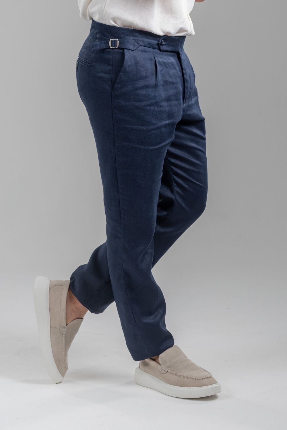 Calça Alfaiataria Noble Linho Azul Marinho - Linha Resort