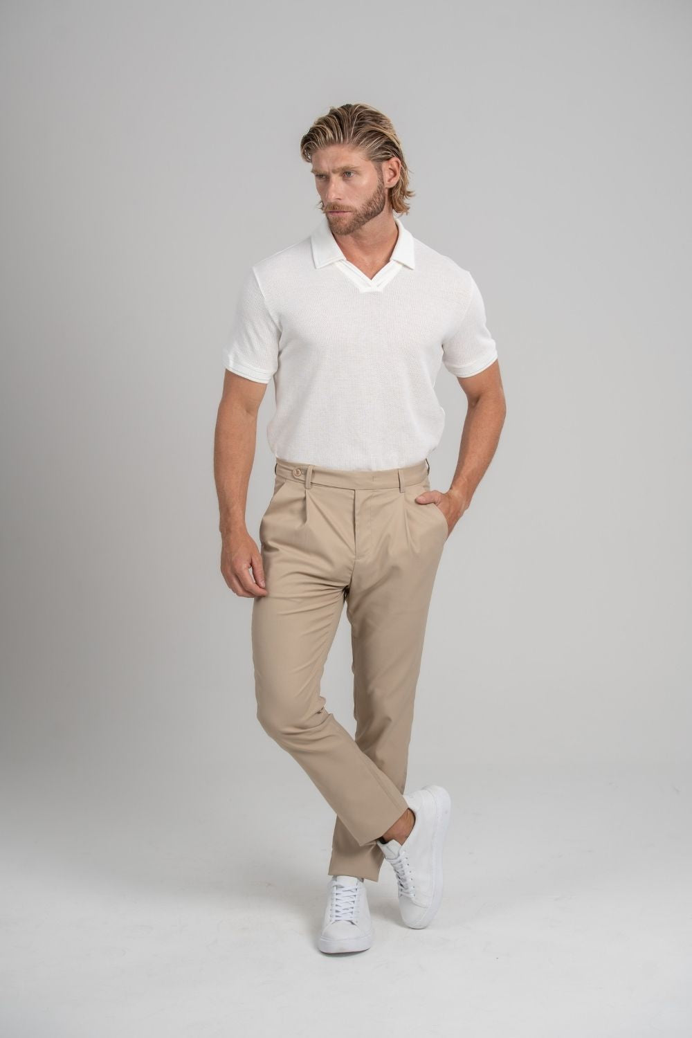 Calça Alfaitaria Tec Felline Caqui - Linha Rich