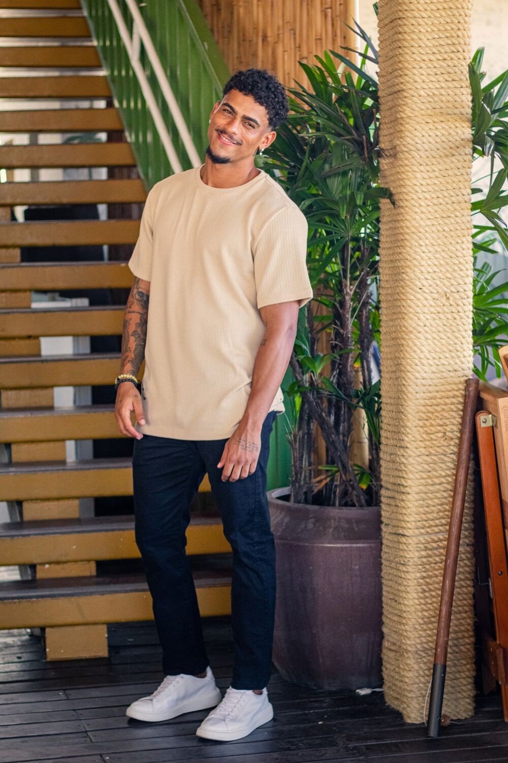 Camiseta Tricô Texturizada - Linha Urban - Areia