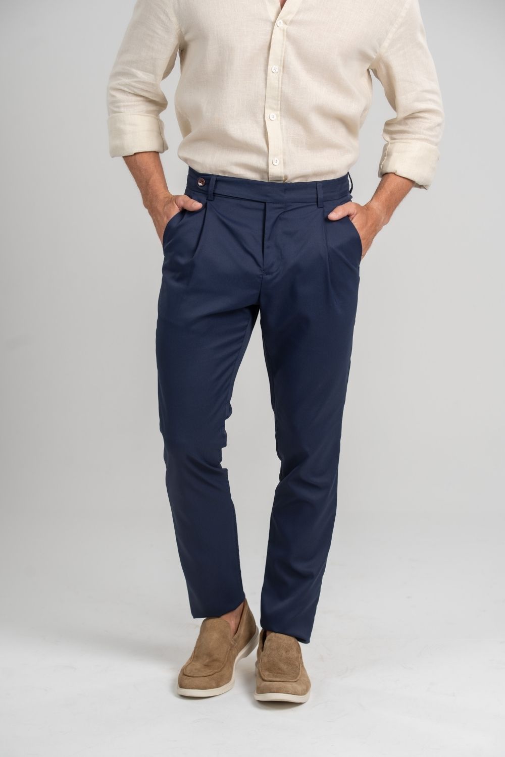 Calça Alfaitaria Tec Felline Azul Escura - Linha Rich