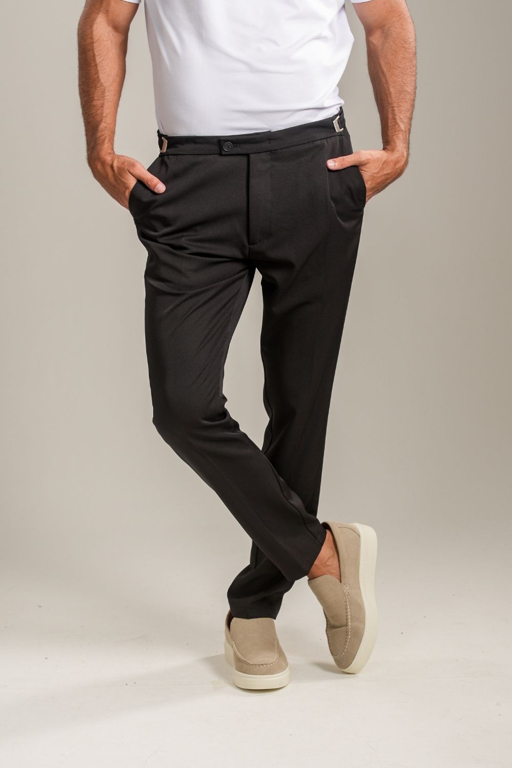 Calça Alfaitaria Intro Ajuste Cintura Preta - Linha Essential