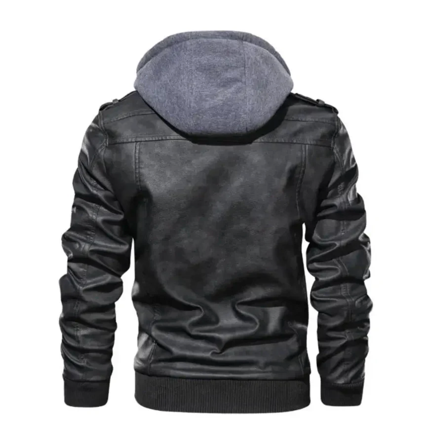 Jaqueta de Couro Masculina com Capuz Firenzi