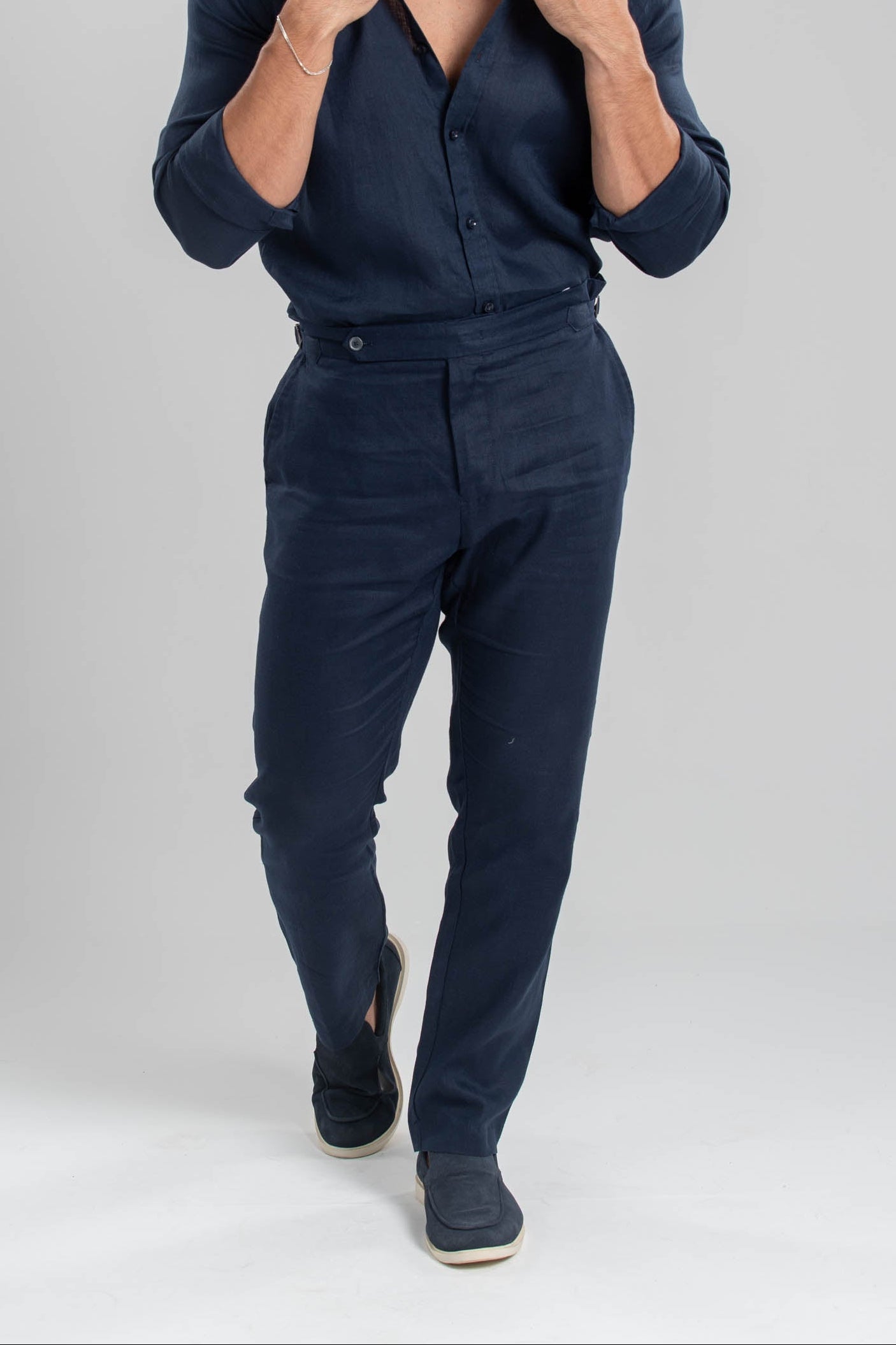 Calça Amalfi Alfaitaria Linho Azul Escuro - Linha Resort