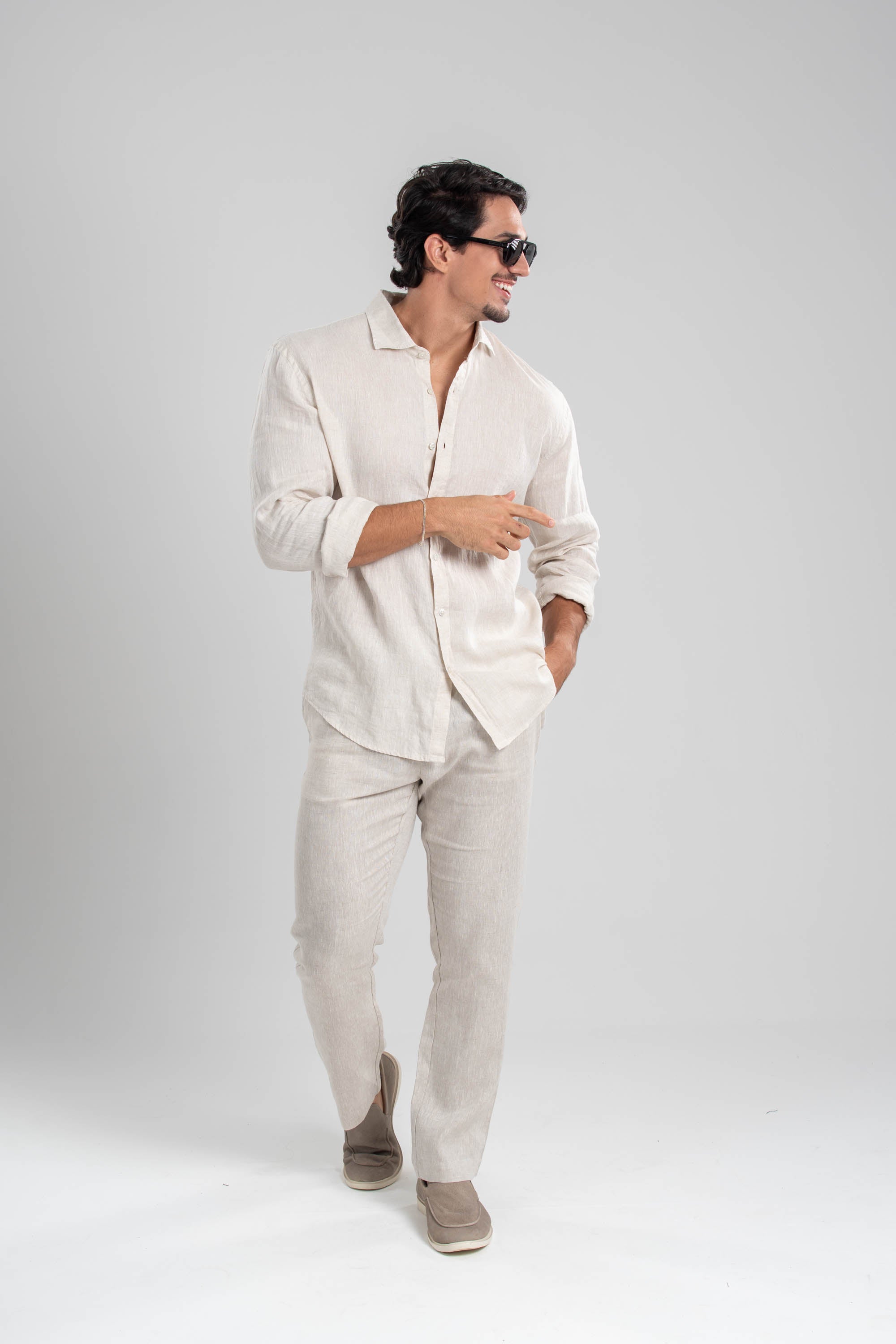 Calça Amalfi Alfaitaria Linho Natural - Linha Resort