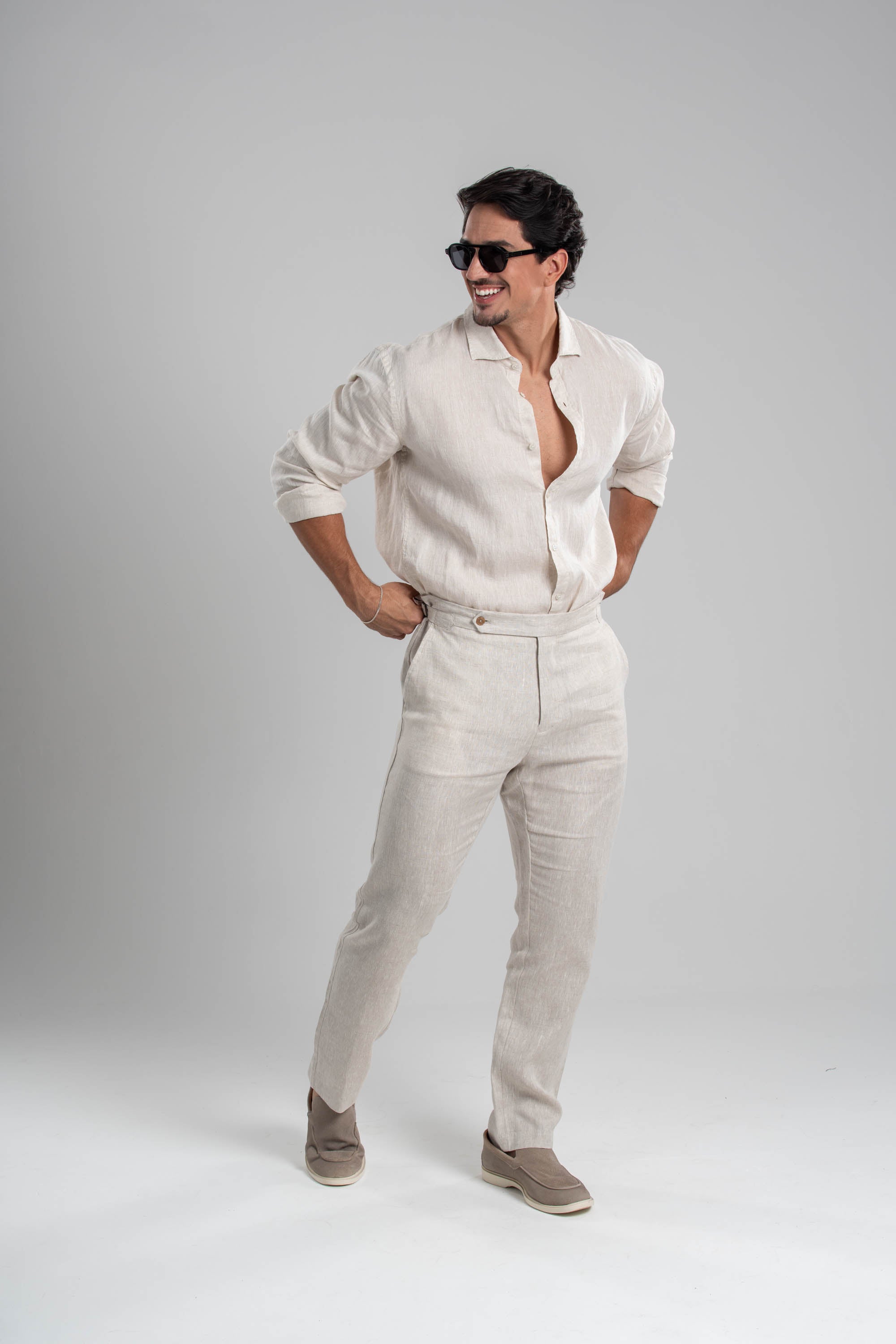 Calça Amalfi Alfaitaria Linho Natural - Linha Resort