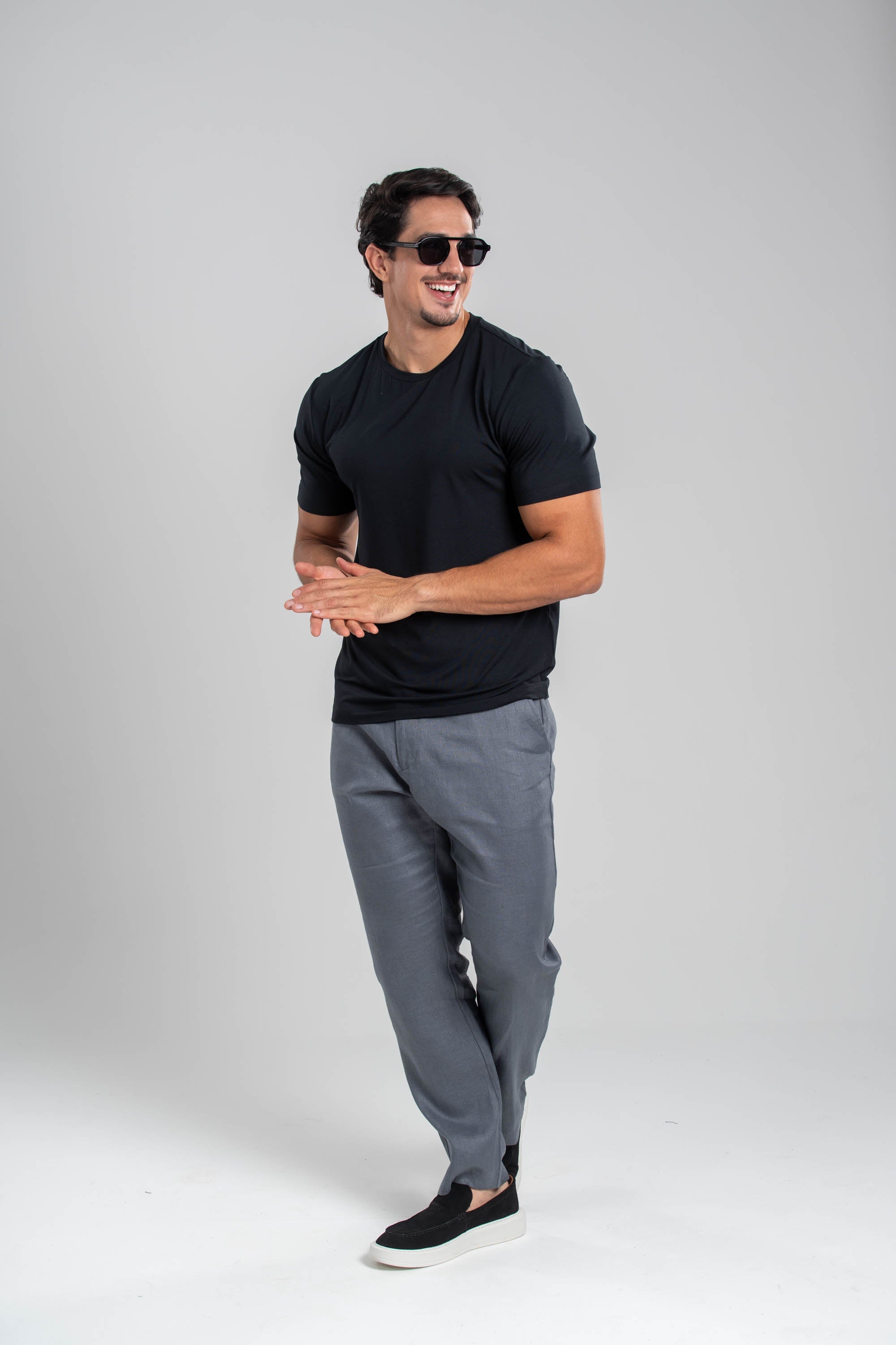 Calça Amalfi Alfaitaria Linho Chumbo - Linha Resort