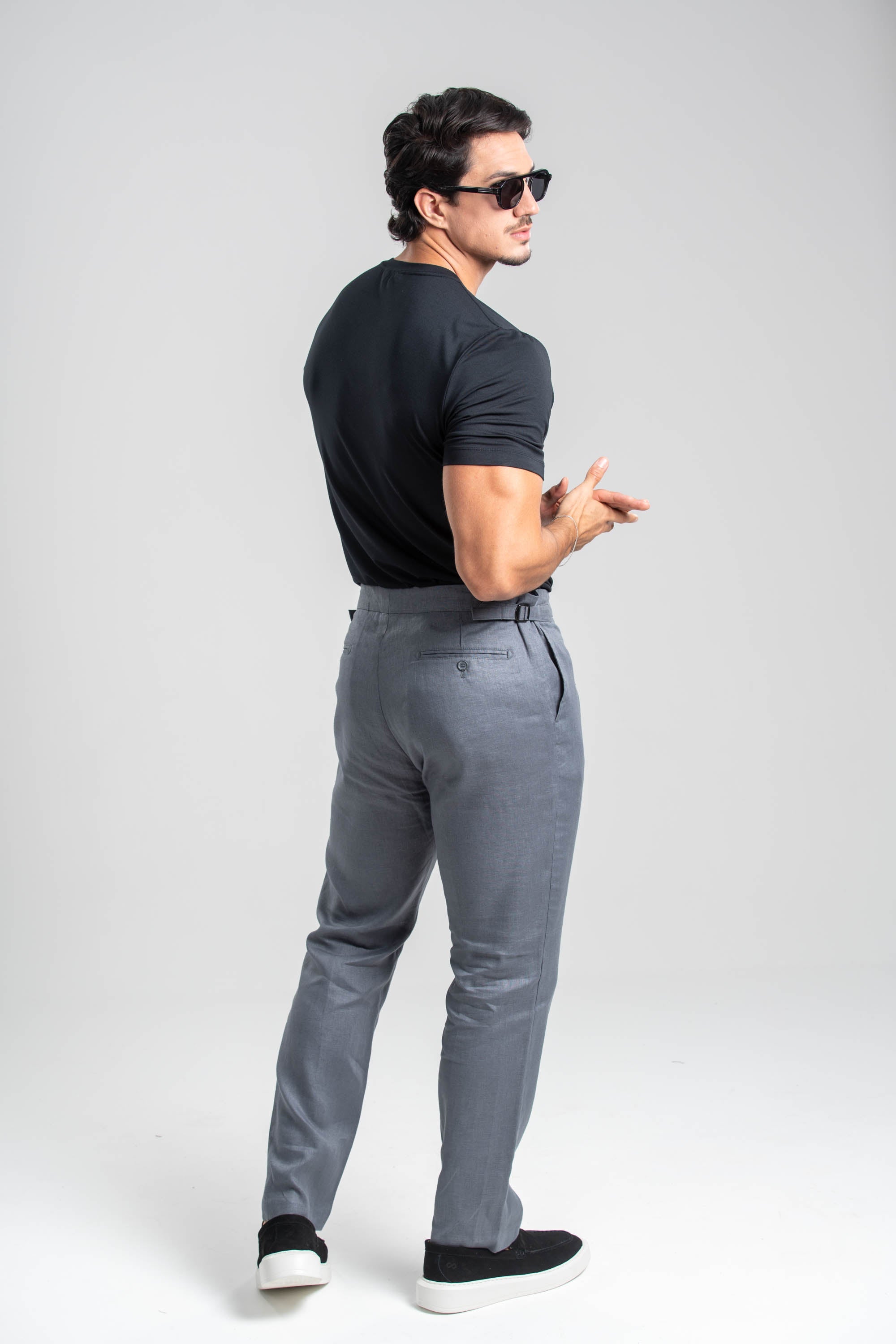 Calça Amalfi Alfaitaria Linho Chumbo - Linha Resort