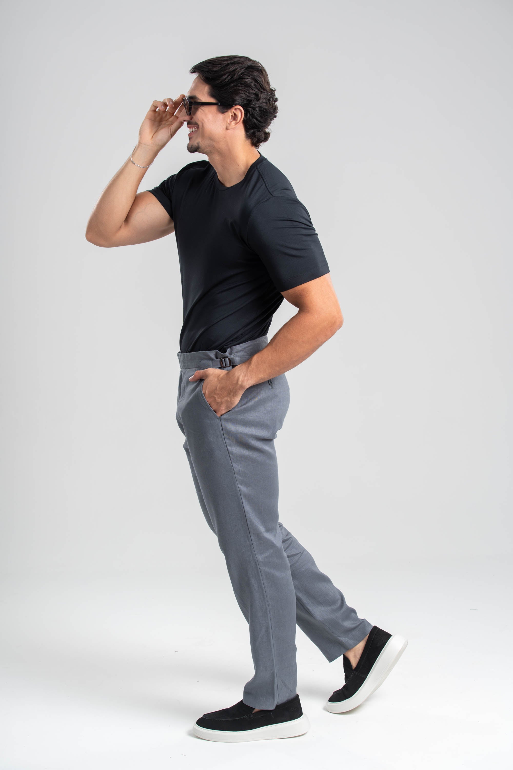 Calça Amalfi Alfaitaria Linho Chumbo - Linha Resort