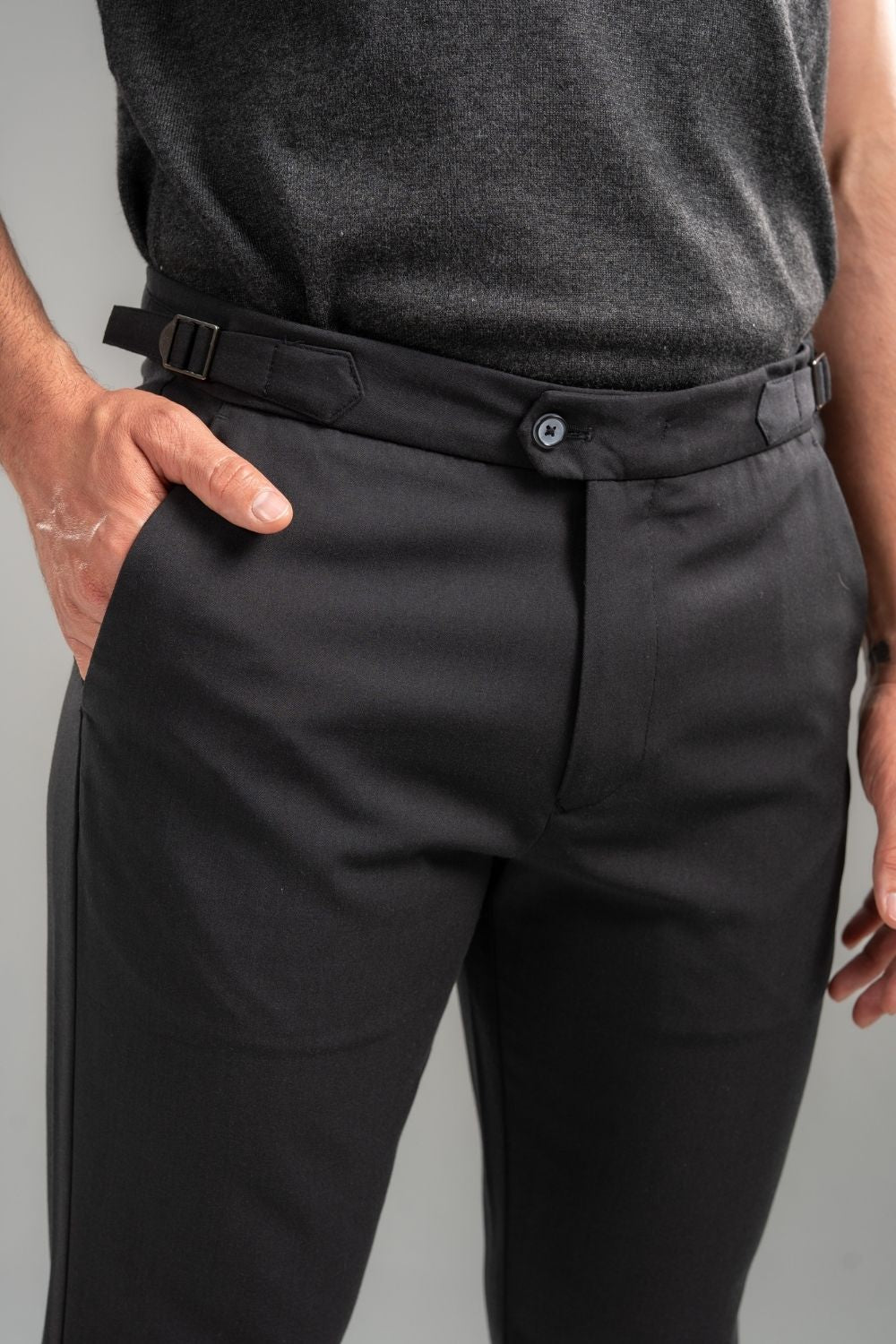Calça Blaine Alfaiataria Com Ajuste Lateral - Linha Rich - Preto
