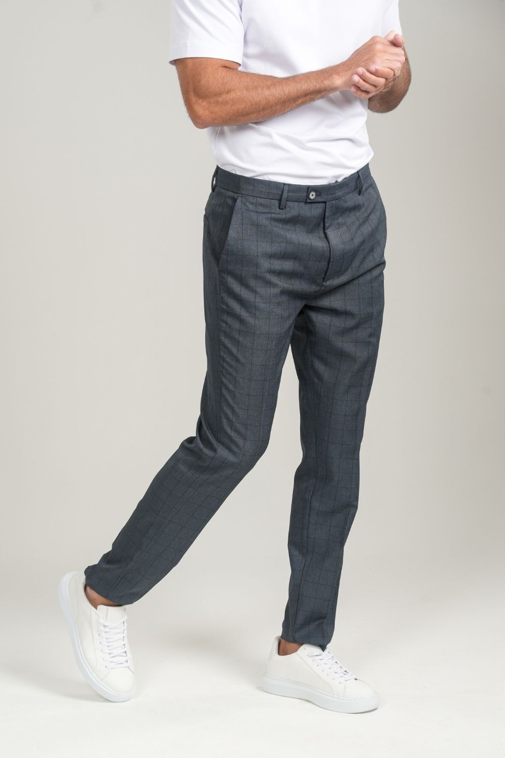 Calça Alfaitaria Brixton Xadrez Azul Escuro - Linha Essential