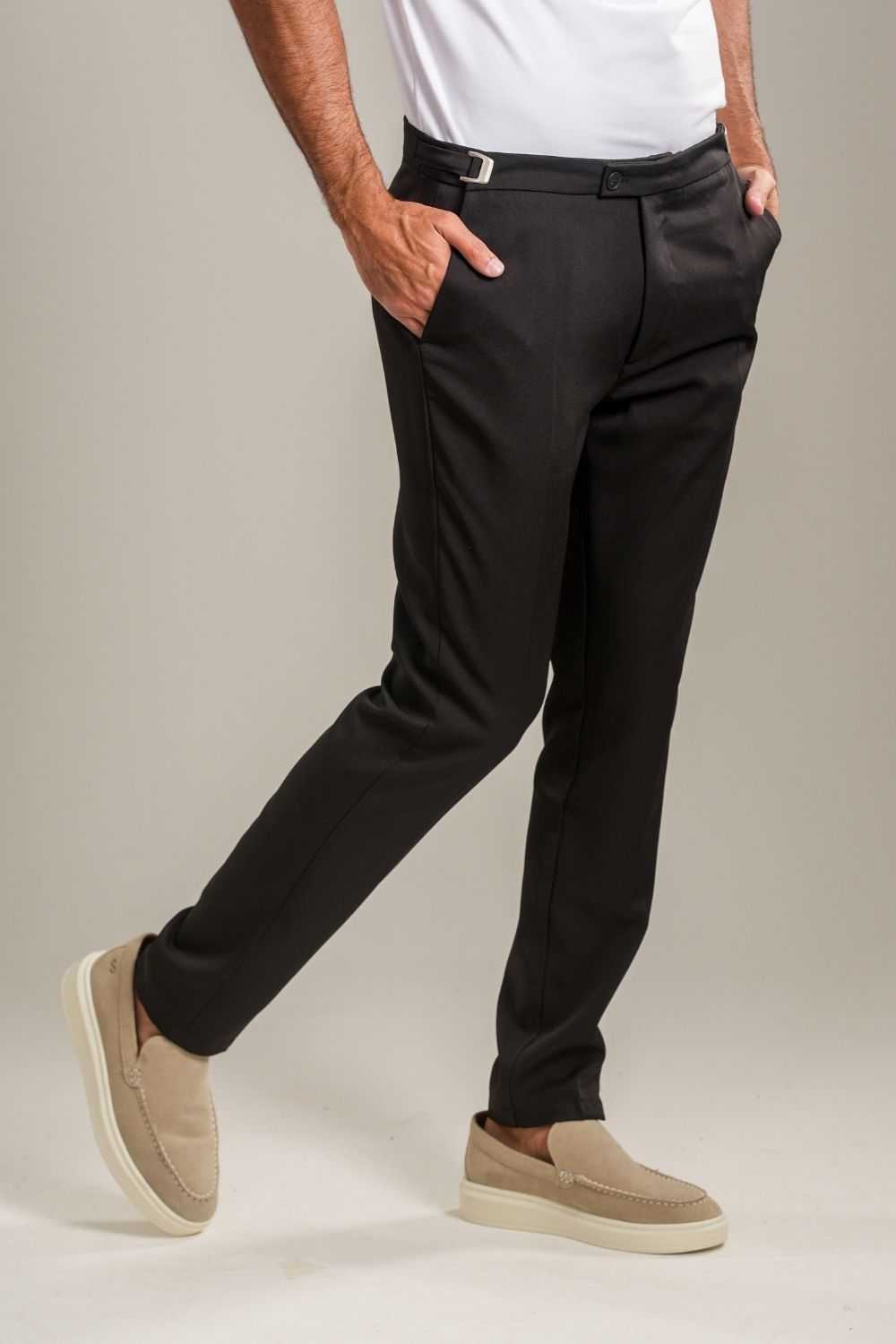 Calça Alfaitaria Intro Ajuste Cintura Preta - Linha Essential