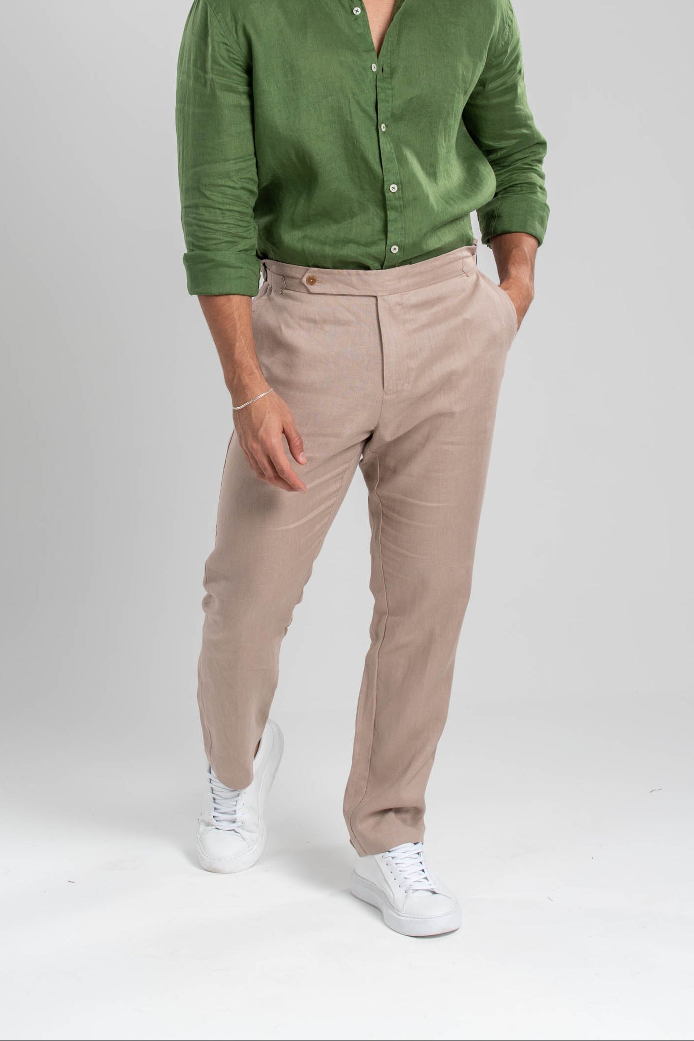 Calça Amalfi Alfaitaria Linho Bege Escuro - Linha Resort