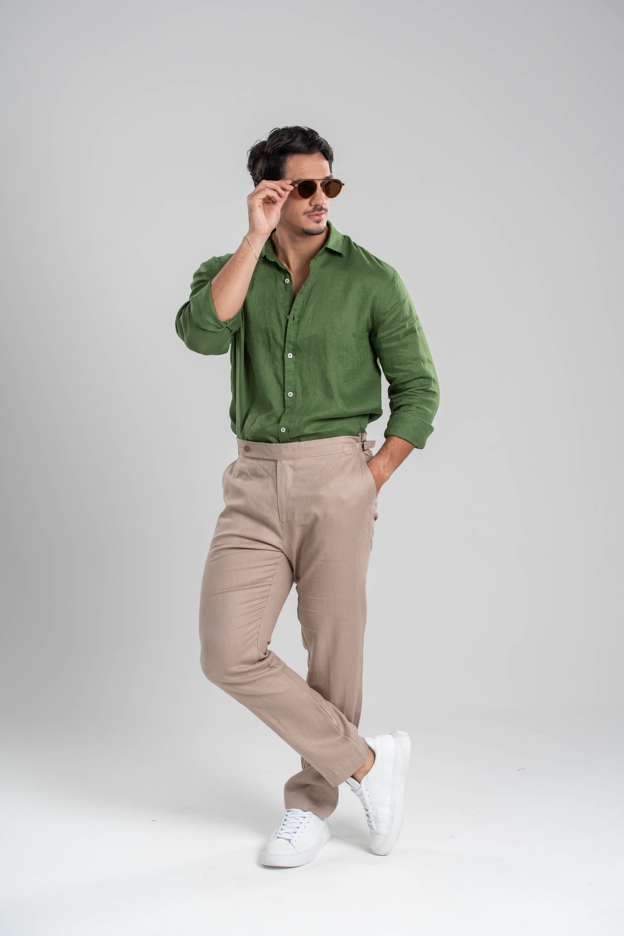 Calça Amalfi Alfaitaria Linho Bege Escuro - Linha Resort