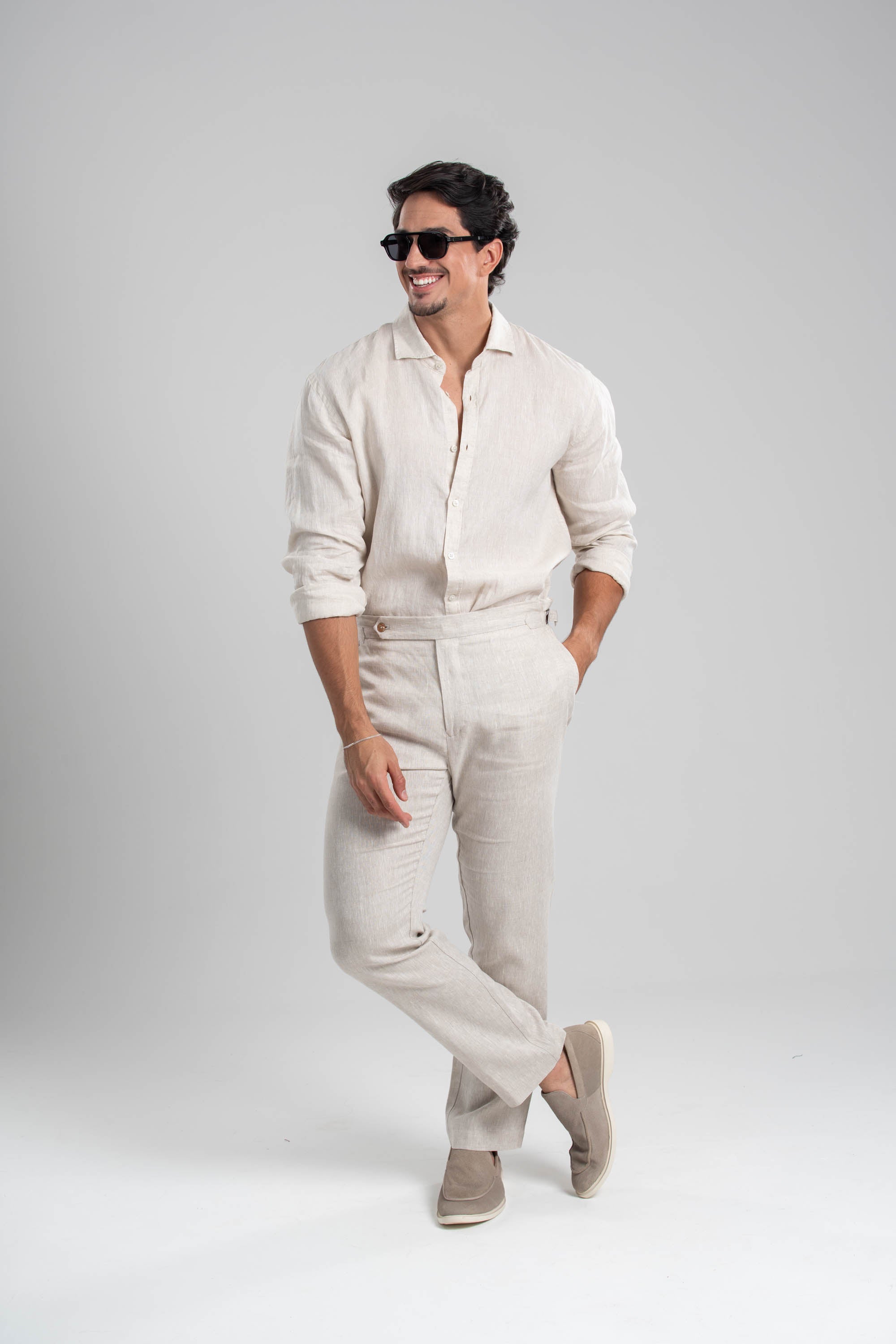 Calça Amalfi Alfaitaria Linho Natural - Linha Resort